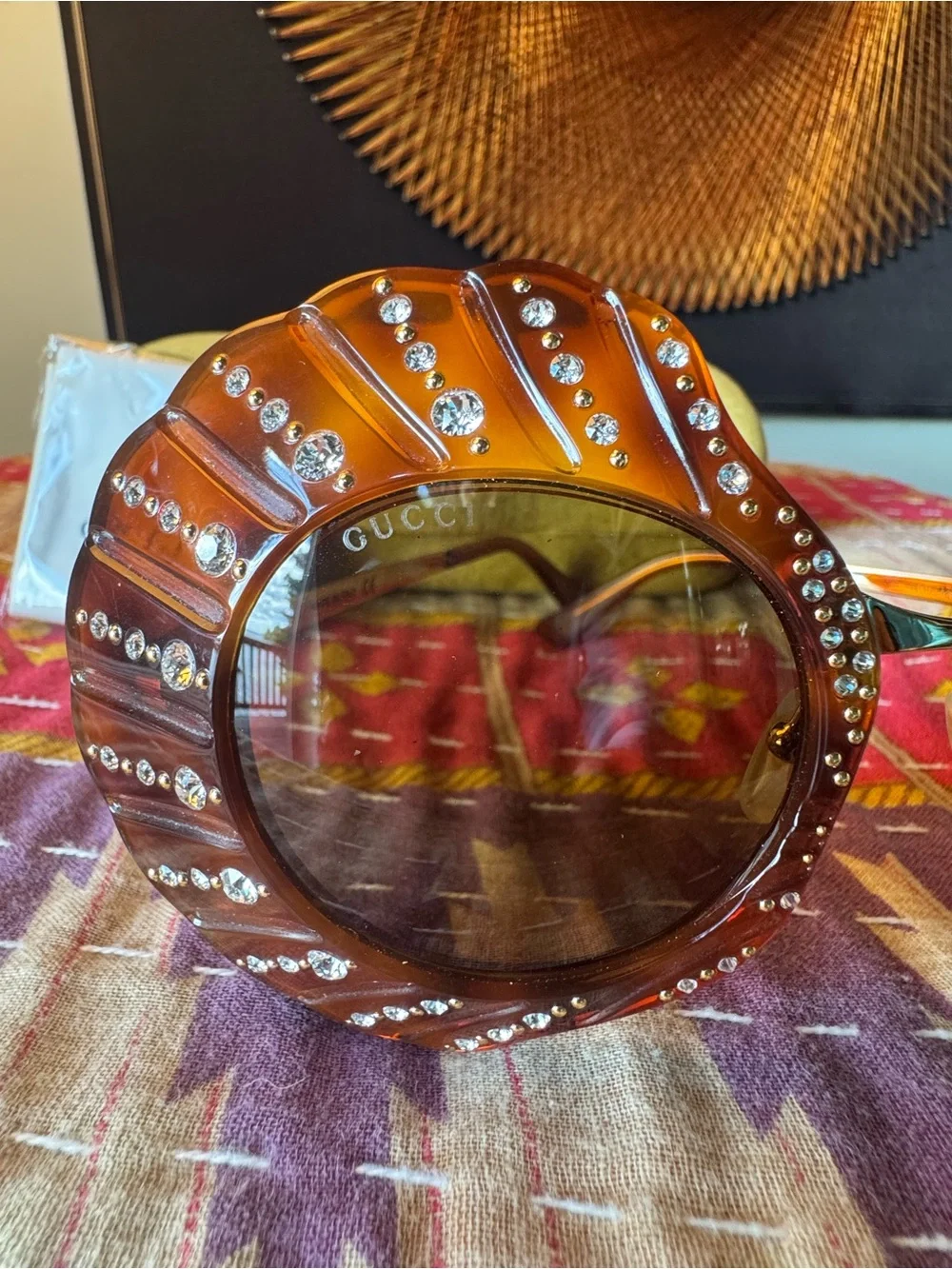 Incredibly Rare Limited Edition Gucci Tartarugato Shell Crystal Sunglasses